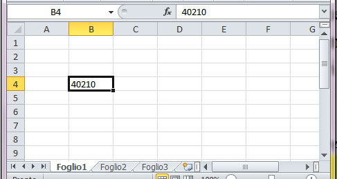 Figura 9: il formato frazione applicato a un dato interpretato come una data e mostrato come un numero seriale