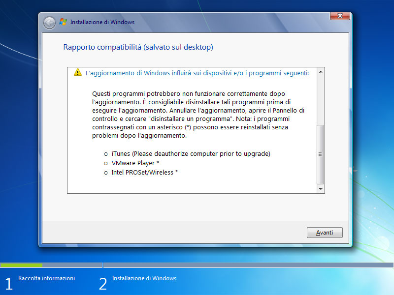 Figura 17: molti problemi potrebbero derivare da software non compatibile con Windows 7