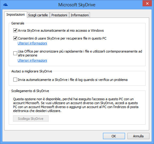 Figura 3: impedire a Office di caricare i file su SkyDrive per evitare conflitti con la app SkyDrive